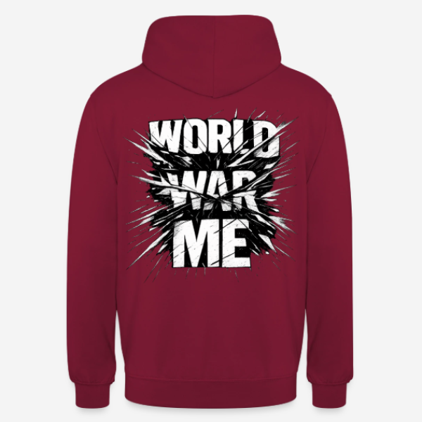 WORLD WAR ME Hoodie in bordeaux mit Rückendruck